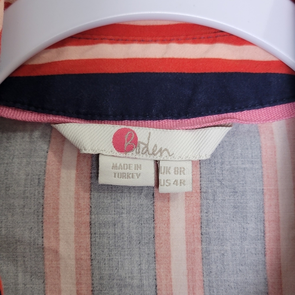 Boden Navy and Coral Stripe Midi Shirt Dress - Picture 8 of 9